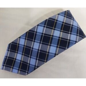 CHAPS Men's‎ Necktie Blue Plaid 100% Silk  Business Preppy Colorful